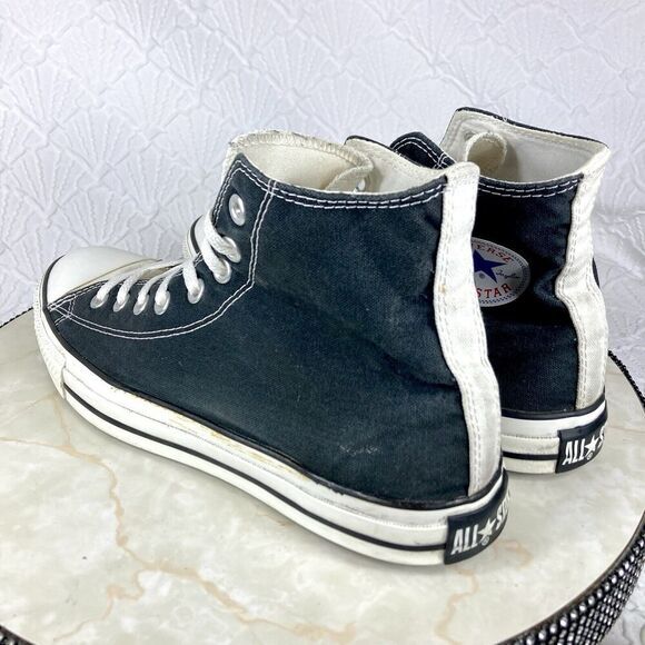 Converse All Star Sneakers Men Size 9.5 Black White Classic Chuck Taylor Hi Tops - Picture 6 of 11